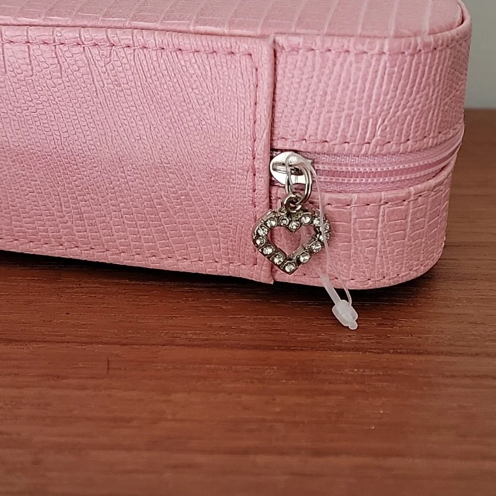 Pink Zip Around Travel Jewelry Storage Case - Picture 4 of 7